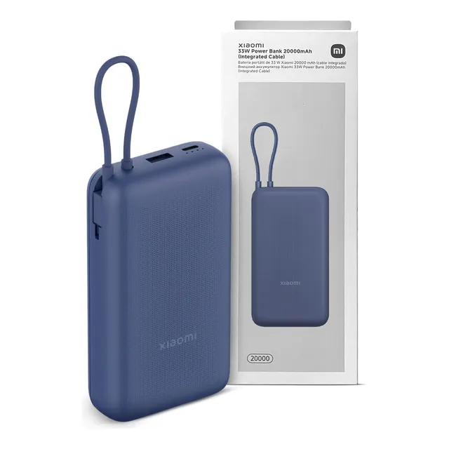 Power Bank Xiaomi 20000 Mah 33w Tipo C Cable Integrado Azul