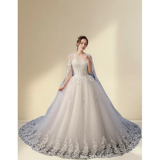 Vestido De Novia De Encaje Princesa Manga Larga Con Enaguas