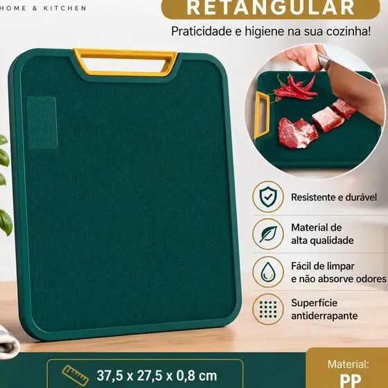 Tábua De Corte Antibacteriana Para Carnes Legumes Anti-mofo Cor Verde Retangular Decorales