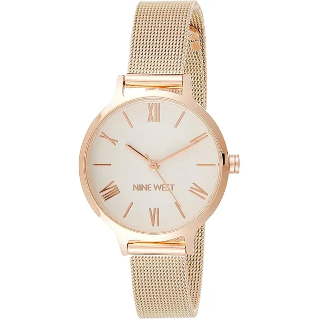 Nine West Reloj De Pulsera De Malla, Oro Rosa, Nw/2228svrg