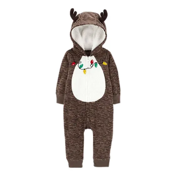 Pijama Peludito Micropolar De Bebé Con Capucha De Reno