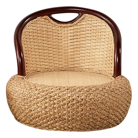 Kelendle Silla Redonda De Ratán Con Respaldo Ergonómico, .