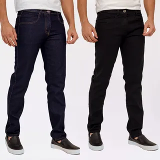 Kit 2 Calça Jeans Masculina Elastano Reta Tradicional Kit 2 Calça Jeans Masculina Elastano Reta Tradicional