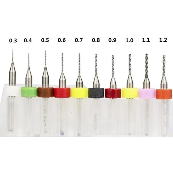 Juego 10 Mechas Brocas Carburo Tungsteno Pcb Cnc 0.3-1.2 Mm