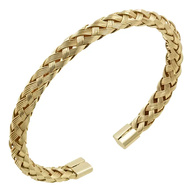 Brazalete Pulsera Laminado En Oro Para Hombre Elegante