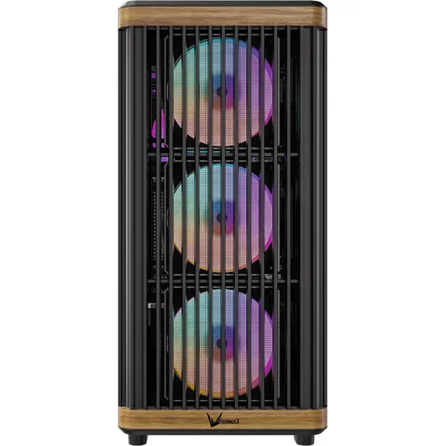 GABINETE MID TOWER FORMULA V TIMBERLINE T1 NEGRO VIDRIO TEMPLADO 4 FAN RGB MESH