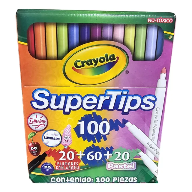 100 Plumones Crayola Super Tips 20 Pastel 20 Con Aroma