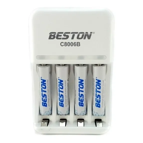 Cargador Beston + 4 Pilas Aa Recargables 1.2v 1500mah