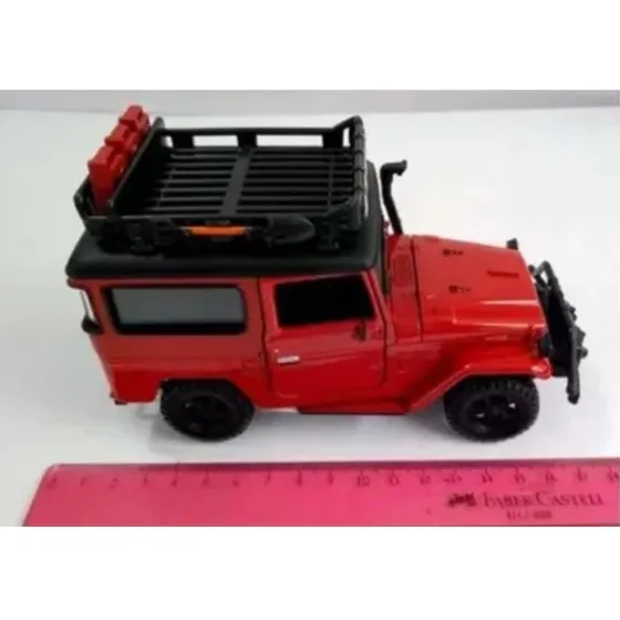 Toyota Fj40 Safari, Rojo, Escala 1:24, Metalico, 18cms Largo