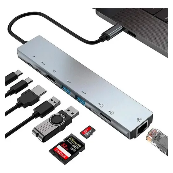 Dock Usb-c Out Para Macbook Pro/air E Chromebook 8 Portas