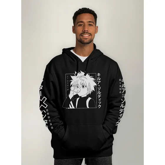 Poleron Canguro Oversize Hunter X Killua Zoldyck Drinking