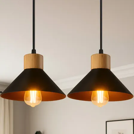 Kit 2 Luminária Pendente De Teto Moderna Para Sala Cozinha Preto E Cobre 127/220v