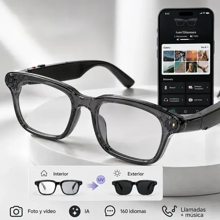 Lentes Inteligentes FUTUREM M08 Fotocromáticos con Cámara 8MP y Asistente IA