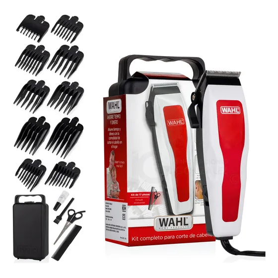Máquina Wahl® Complete Haircutting Kit 17 Piezas Cortadora de Pelo Color Rojo/Blanco