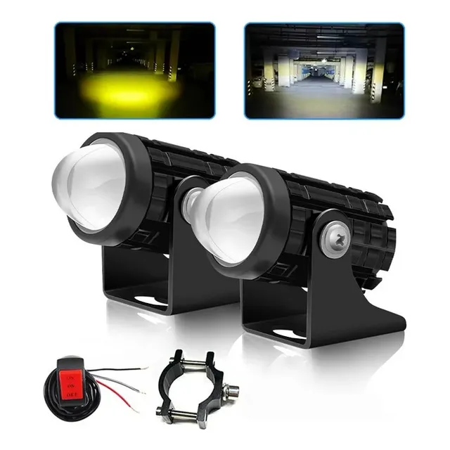 Faro Led Lupa 2.5 Pulgadas Blanco/ambar Con Switch