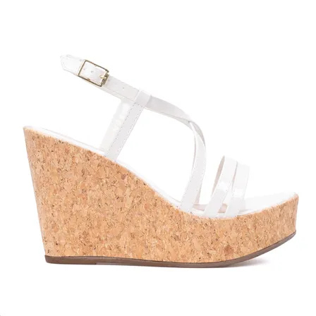 Sandália Feminina Anabela Salto Plataforma Cortiça