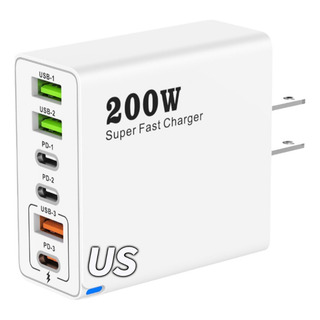 Cargador Rápido De 6 Puertos Y 200 W, Enchufe De La Ue, Telé Cargador Rápido De 6 Puertos Y 200 W, Enchufe De La Ue, Telé