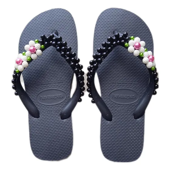 Havaianas Original Bordado Com Perola Flores