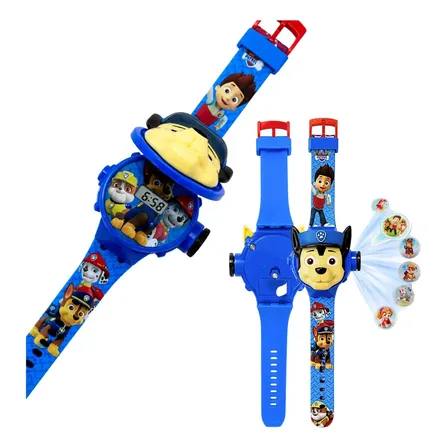 Relógio Infantil Projetor Patrulha Canina Chase 6 Imagens Azul