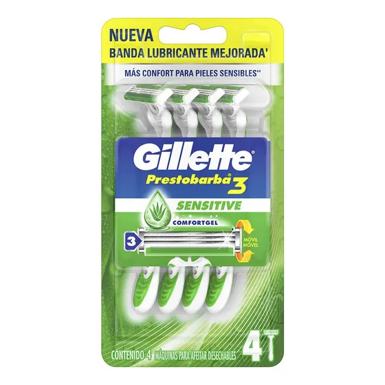 Máquina Para Afeitar Gillette Prestobarba3 Sensitive 4 U