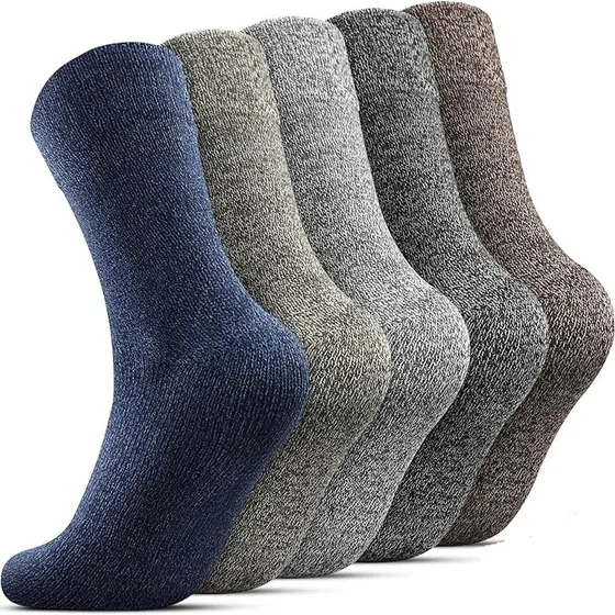 Algodón Calcetines Térmicas Largos Grueso Senderismo 5 Pares