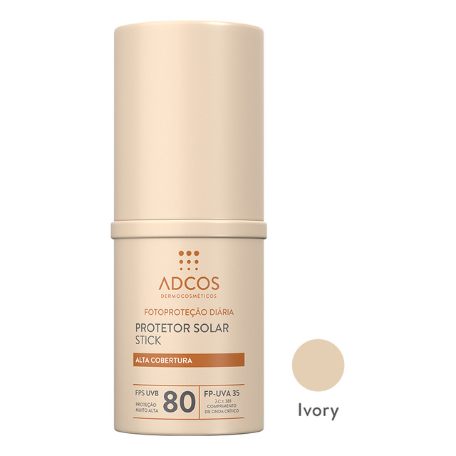 Protetor Solar Adcos Tonalizante Base Stick Ivory Fps80 17g