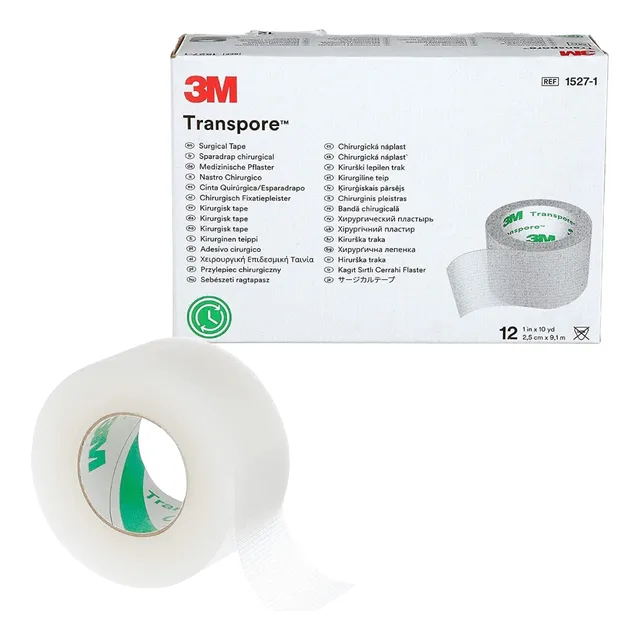 Cinta Transpore 2,5 Cm X 9,1 Mts - 3m - 1527-1 - Caja X 12 -