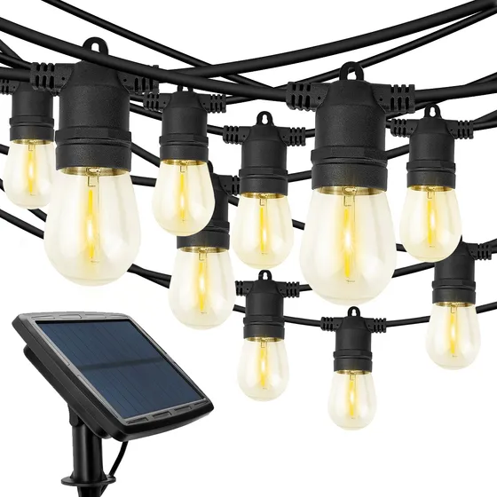 Luces Guirnalda Solar 10 Led Ampolleta Calida Calido 5 Mtrs