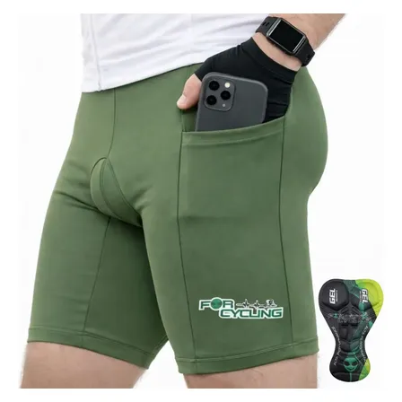 Short Ciclismo Com Bolsos Forro Gel Bermuda Bike Poliamida