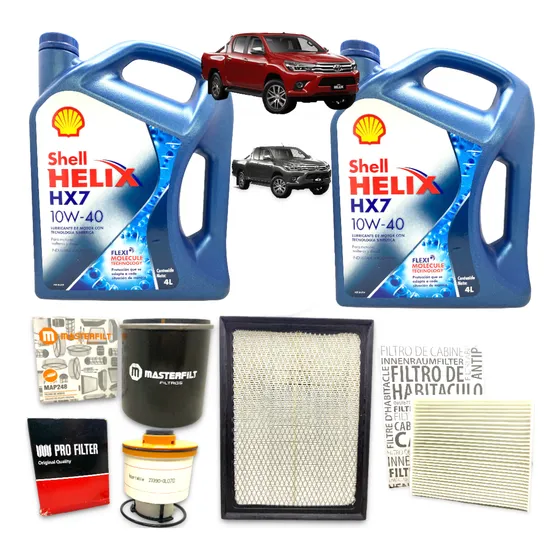 Kit Service 4 Filtros Y Aceite Shell Toyota Hilux Td 2.8 2.4