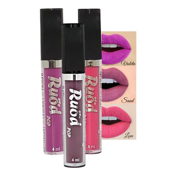 Kit Com 3 Batom Líquido Matte Ruöd Pop