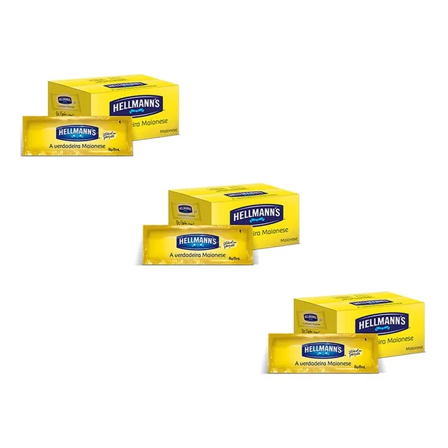 Kit 3 Caixas Maionese Hellmann's 168 Sachês De 7g
