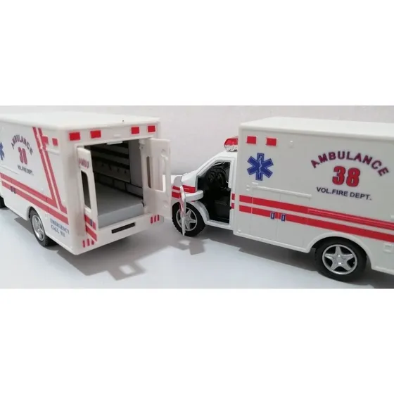 Ambulancia Blanca, Escala 1/46, Metal-plástico, 13cms Largo