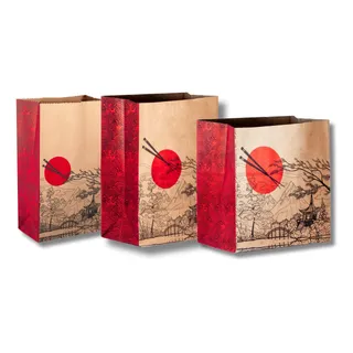 Kit Saco Papel Kraft Oriental P M G Delivery S/alça C/50 Kit Saco Papel Kraft Oriental P M G Delivery S/alça C/50
