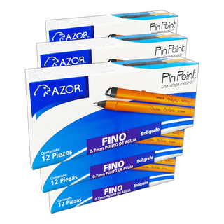 5 Cajas C/12 Bolígrafos Azor Pin Point 0.7mm Punto Fino 5 Cajas C/12 Bolígrafos Azor Pin Point 0.7mm Punto Fino