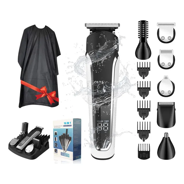 Harigal® 16 En1 Rasuradora Electrica Barba/orejas/ceja/nariz Negro