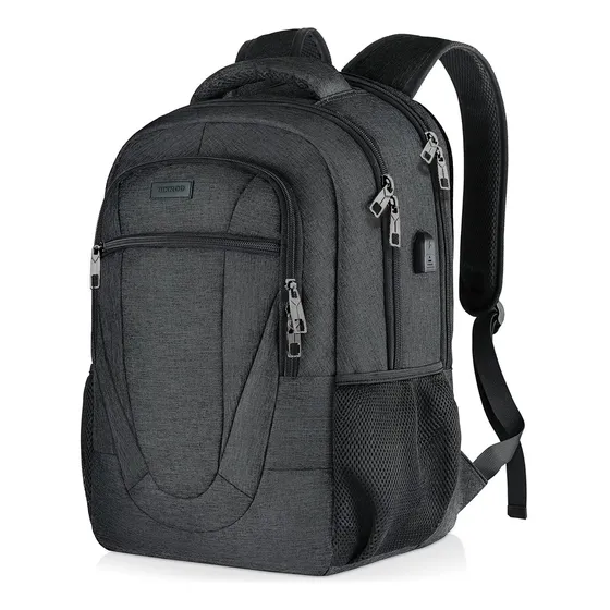 Mochila Anti Robo Para Laptop, Con Puerto Usb, Negro, 39cm