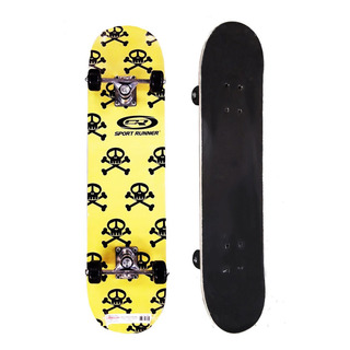 Skate Profesional Amarillo Con Calaveras Negras Skate Profesional Amarillo Con Calaveras Negras