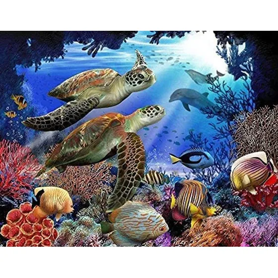 Kits Punto Cruz Quilate Hebra Patron Tortuga Marina Agua