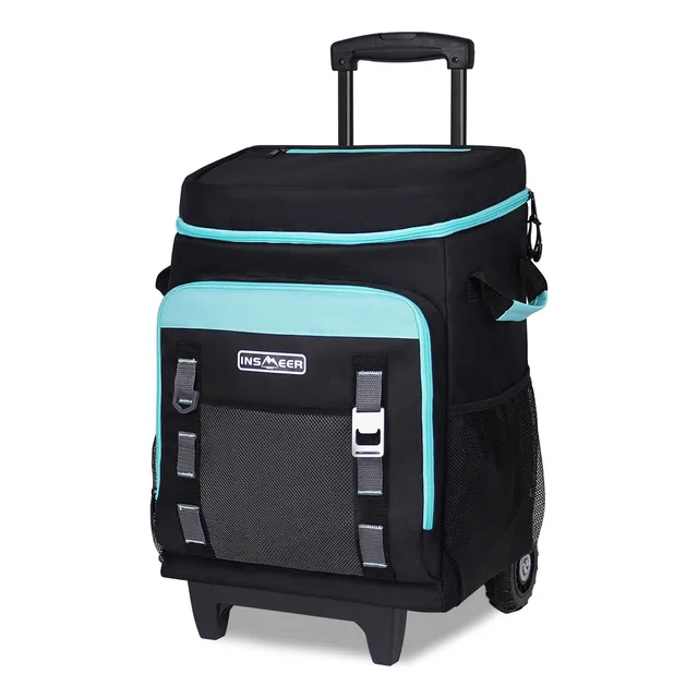 Hielera Con Ruedas Grande 55 L/80 Latas Plegable Impermeable Color Negro