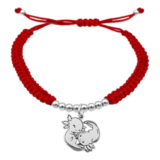 Pulsera Bolitas Ajolotes Plata 925 Roja Pulsera Bolitas Ajolotes Plata 925 Roja
