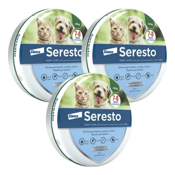 Seresto Perro Ch Y Gato Hasta 8 Kg 3 Pack Envio Gratis Dhl