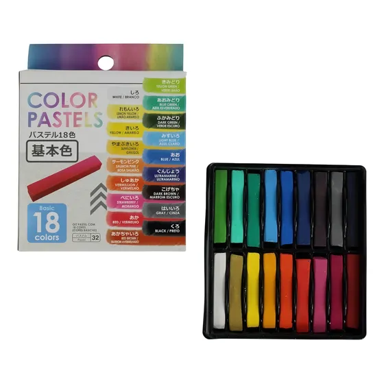Giz Pastel Seco Com 18 Cores Básico Para Colorir E Pintar