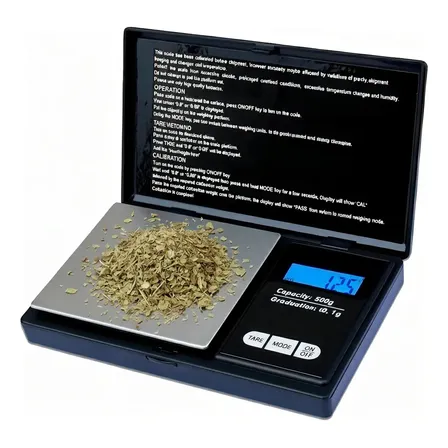 Pesa Digital Gramera Precisión 0.1g A 500g Portátil Estuche Negro 500 G