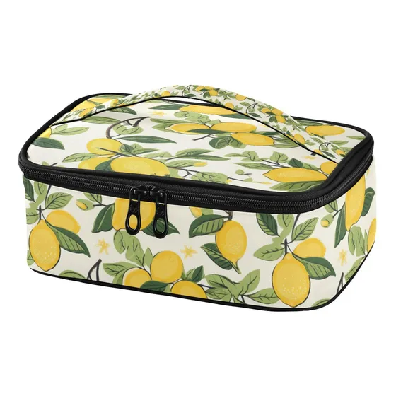 Bolsa Almuerzo Plana Color Amarillo Limon Portatil Aislada