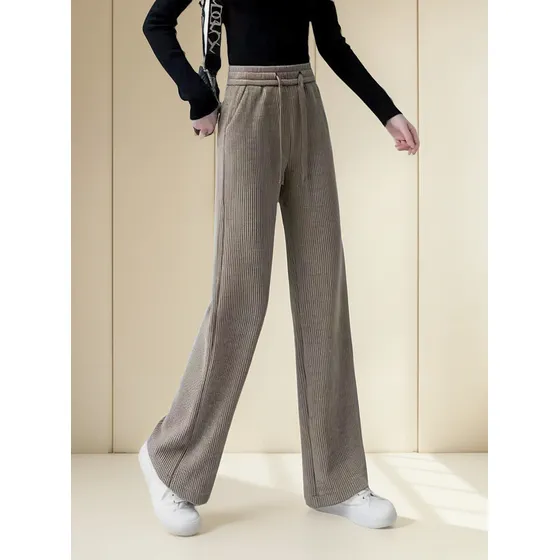 Pantalon Ancho Mujer De Cotele Forrado Con Polar 