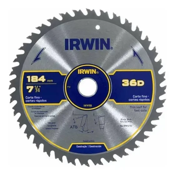 Lâmina De Serra Circular Widea Irwin 7-1/4 Pol. 36d Iw14108 Cor Prateado