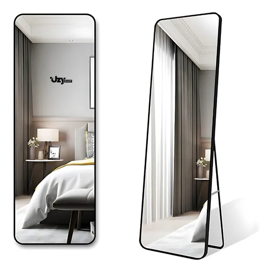 Espelho Base Corpo Inteiro 147x37 Com Suporte Chão Moldura