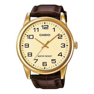Relogio Casio Masculino Collection Couro Mtp-v001gl-9budf Cor Da Correia Marrom Relogio Casio Masculino Collection Couro Mtp-v001gl-9budf Cor Da Correia Marrom