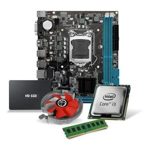 Kit Pl H61 + I3 2100 + Mem 8 Gb Ddr3 + Cooler+ Ssd 240